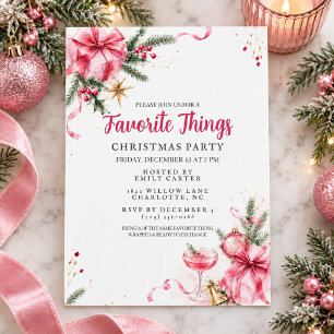 Lieblingsgeschenke-Tausch-Rosa-Weihnachtsfeier Einladung