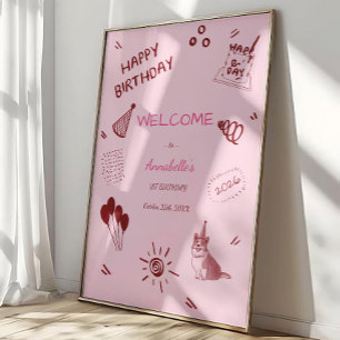 Lieblingshund 1. Geburtstag – Süßer Welpe, Luftbal Poster