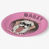 Lieblingshund, lustige niedliche Hundemutter/Papa  Pappteller (Schrägansicht)