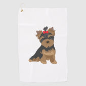 Lieblingshund - roter Bogen Yorkshires Terrier Golfhandtuch (Vorderseite)