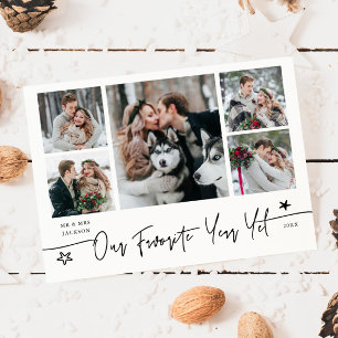 Lieblingsjahr Hochzeitsfoto in Weiß Feiertagskarte