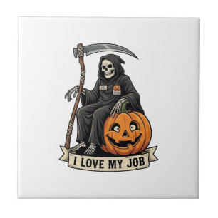 Lieblingsjob Sensenmann Halloween Kürbis Sense_1 Fliese