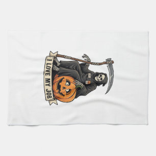 Lieblingsjob Sensenmann Halloween Kürbis Sense_1 Geschirrtuch