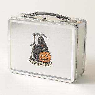 Lieblingsjob Sensenmann Halloween Kürbis Sense_1 Metall Brotdose