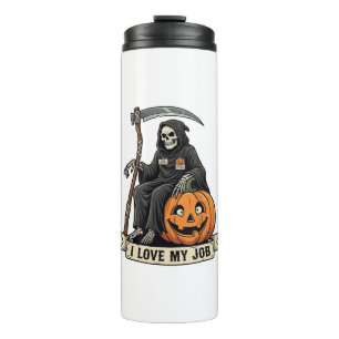 Lieblingsjob Sensenmann Halloween Kürbis Sense_1 Thermosbecher