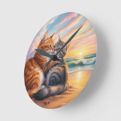 Lieblingskatzen Runde Wanduhr (Winkel)