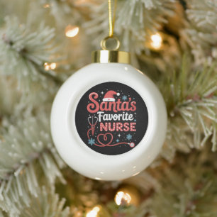 Lieblingskrankenschwester von Santa Weihnachten Keramik Kugel-Ornament