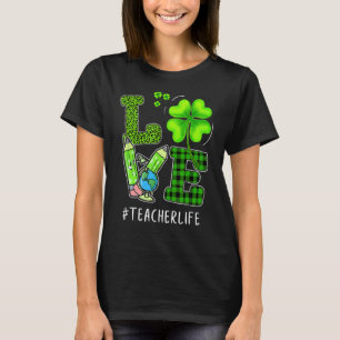 Lieblingslehrer Lebens Shamrock Leopard Bleistift T-Shirt