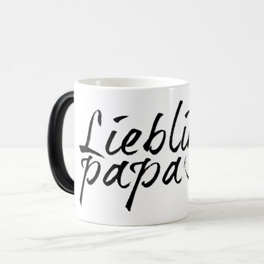 Lieblingspapa - schwarzer Schriftzug 0001 Verwandlungstasse (Vorderseite Links)