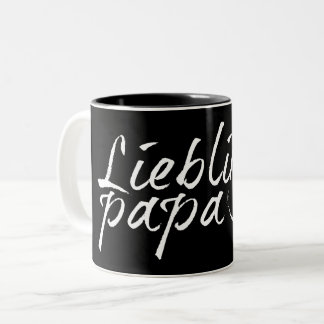 Lieblingspapa - weißer Schriftzug 0001 Zweifarbige Tasse