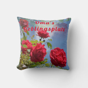 Lieblingsplatz mit roten Rosen Kissen