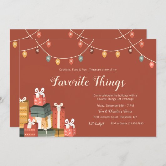 Lieblingssache-Geschenk-Austausch-Einladung Einladung (Vorne/Hinten)