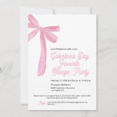 Lieblingssendungen Galentiner Party Pink Bow Thema Einladung (Vorderseite)