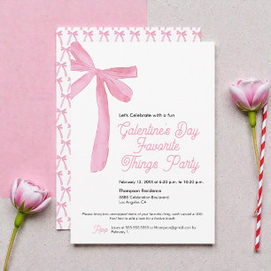 Lieblingssendungen Galentiner Party Pink Bow Thema Einladung