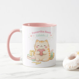 Lieblingstante Shh Süße Kawaii-Kätzchen Rosa Tasse