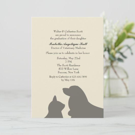 Lieblingstierärztliche Abschluss Einladung (Stehend Vorderseite)
