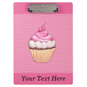 Liebreizender rosa Cupcake mit Kirschklemmbrett Klemmbrett