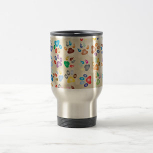 Liebreizige Farbige Hundepfotenabdrücke, Bokeh Reisebecher