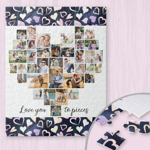 Liebst du bis hin zu Stücken Herz Foto Collage Sch Puzzle