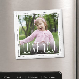 Liebst Du Foto Handgezeichnete Rahmen Quadrat Magnet