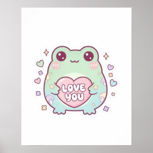 Liebst du Froschposter Hübsch Romantischer Frosch  Poster (Vorne)