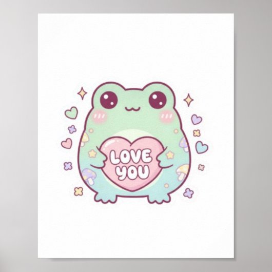Liebst du Froschposter Süßer Romantischer Frosch H Poster (Vorne)