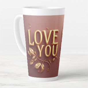 Liebst du Goldene Buchstaben mit roten floralen Pe Milchtasse