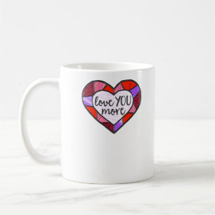 Liebst Du mehr Buntglas-Herz-Mosaik Kunst  Kaffeetasse