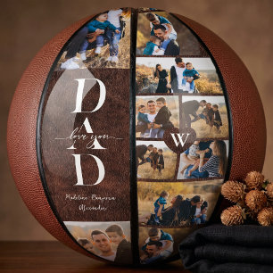 Liebst du Papa Vatertag Foto Collage Leder Basketball