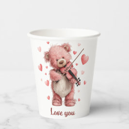 Liebst du Teddy mit Violin Pappbecher