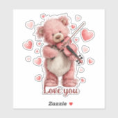 Liebst Du Teddy mit Violine Aufkleber (Blatt)