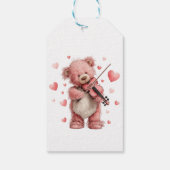 Liebst du Teddy mit Violine Geschenkanhänger (Rückseite)