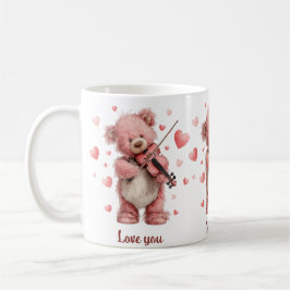 Liebst du Teddy mit Violine Kaffeetasse