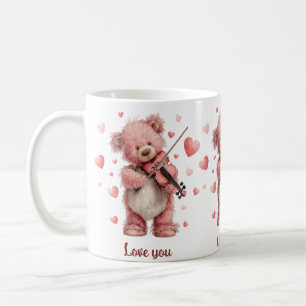 Liebst du Teddy mit Violine Kaffeetasse