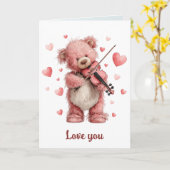 Liebst Du Teddy mit Violine Karte (Gelbe Blume)