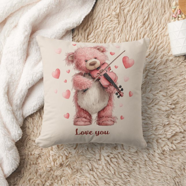 Liebst Du Teddy Mit Violine Kissen (Decke)