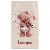Liebst du Teddy mit Violine Kleine Geschenktüte (Rückseite)