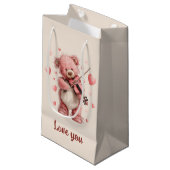 Liebst du Teddy mit Violine Kleine Geschenktüte (Vorderseite Schrägansicht)