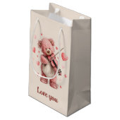 Liebst du Teddy mit Violine Kleine Geschenktüte (Rückseite Schrägansicht)