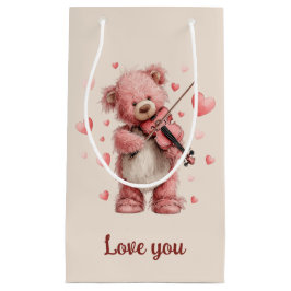 Liebst du Teddy mit Violine Kleine Geschenktüte