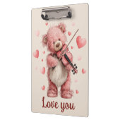 Liebst Du Teddy mit Violine Klemmbrett (Links)
