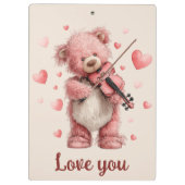 Liebst Du Teddy mit Violine Klemmbrett (Rückseite)