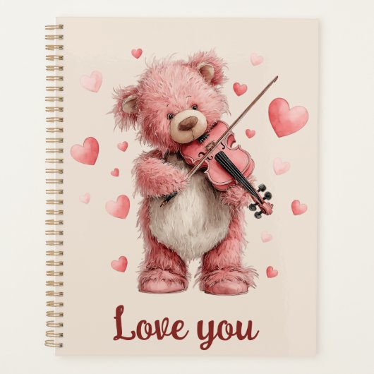 Liebst Du Teddy mit Violine Planer (Vorderseite)