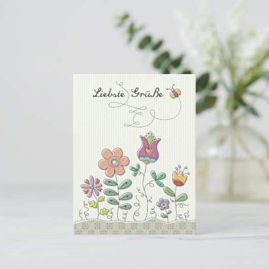 Liebste Grüße Postkarte (Stehend Vorderseite)