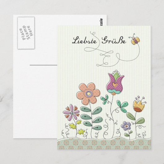 Liebste Grüße Postkarte (Vorne/Hinten)