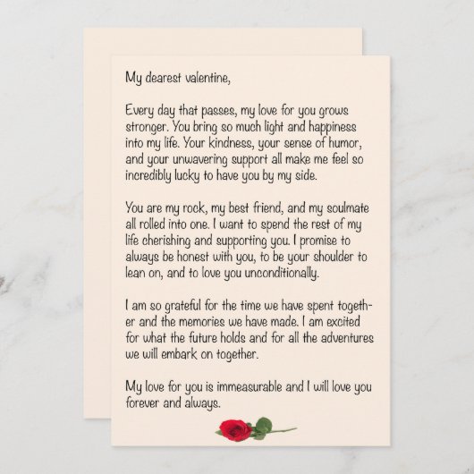 Liebste Valentine Feiertagskarte (Vorne/Hinten)