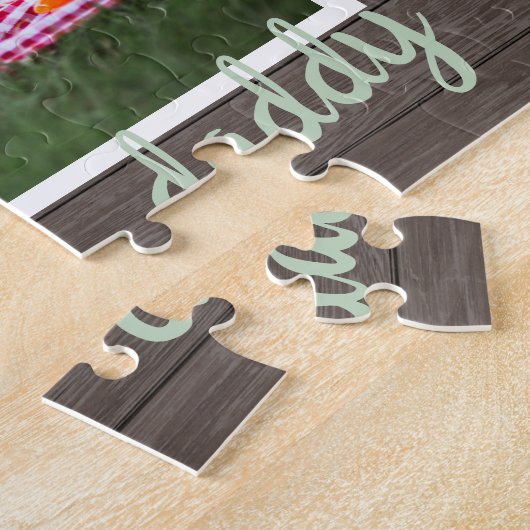 Liebster Daddy - Rustikaler dunkler Holzrahmen Puzzle (Seite)