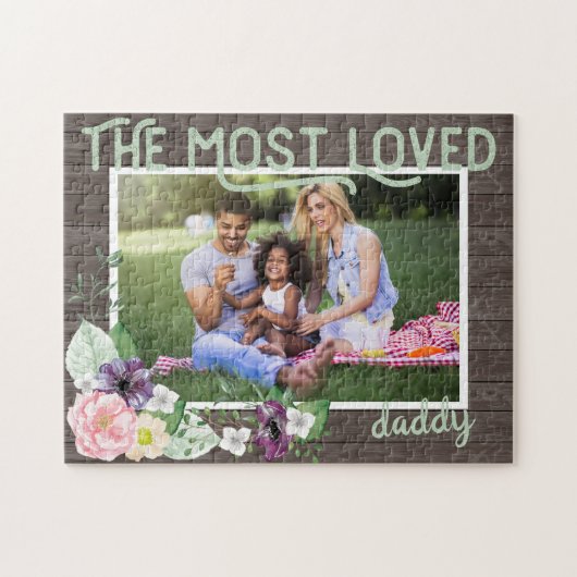 Liebster Daddy - Rustikaler dunkler Holzrahmen Puzzle (Horizontal)