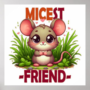 Liebster Freund lustiger Wortwitz Süßes Baby Maus Poster