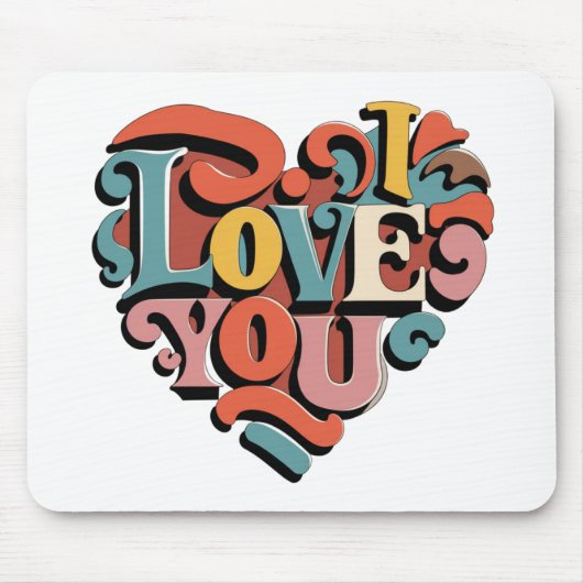 Liebstes Herz Retro Psychedelia Mousepad (Vorne)